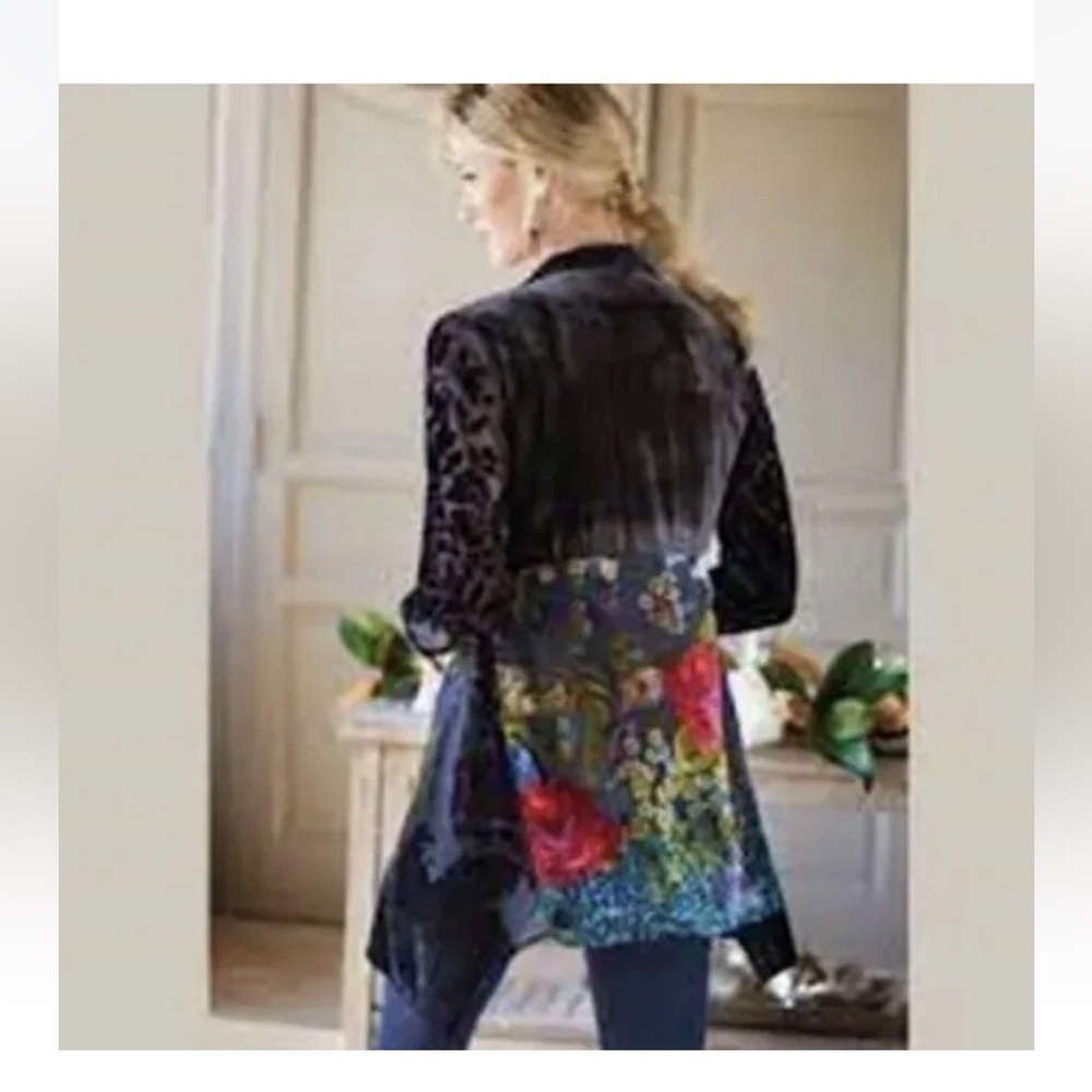 Soft Surroundings LISETTE Velvet Burnout Jacket Chiffon  PM Floral BOHO S - Picture 6 of 6